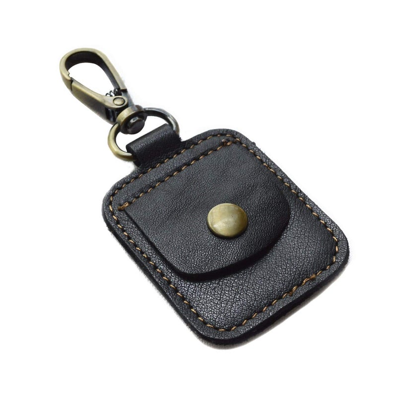 WINGKIND AA Medallion or Coin Holder, Leather Key Chain Snap Open Leather Case (Black) - Image 5